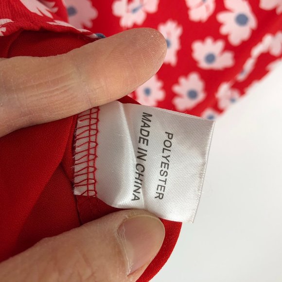 Rumor Red white floral print Spaghetti strap  mini dress ruffle hem. - Picture 13 of 14